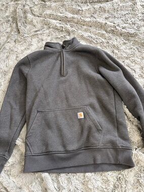 Carhartt Charcoal Half-Zip Sweatshirt with Kangaroo Pocket
